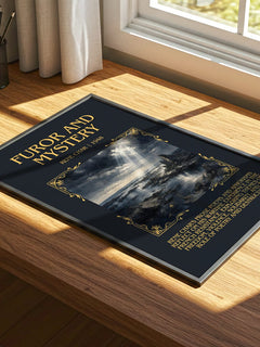 Furor and Mystery Minimalist Book Poster by René Char – print on a sunlit desk
