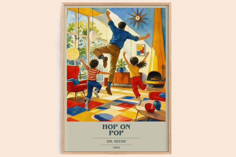 Hop On Pop book cover book poster by Dr. Seuss – framed literary art print
