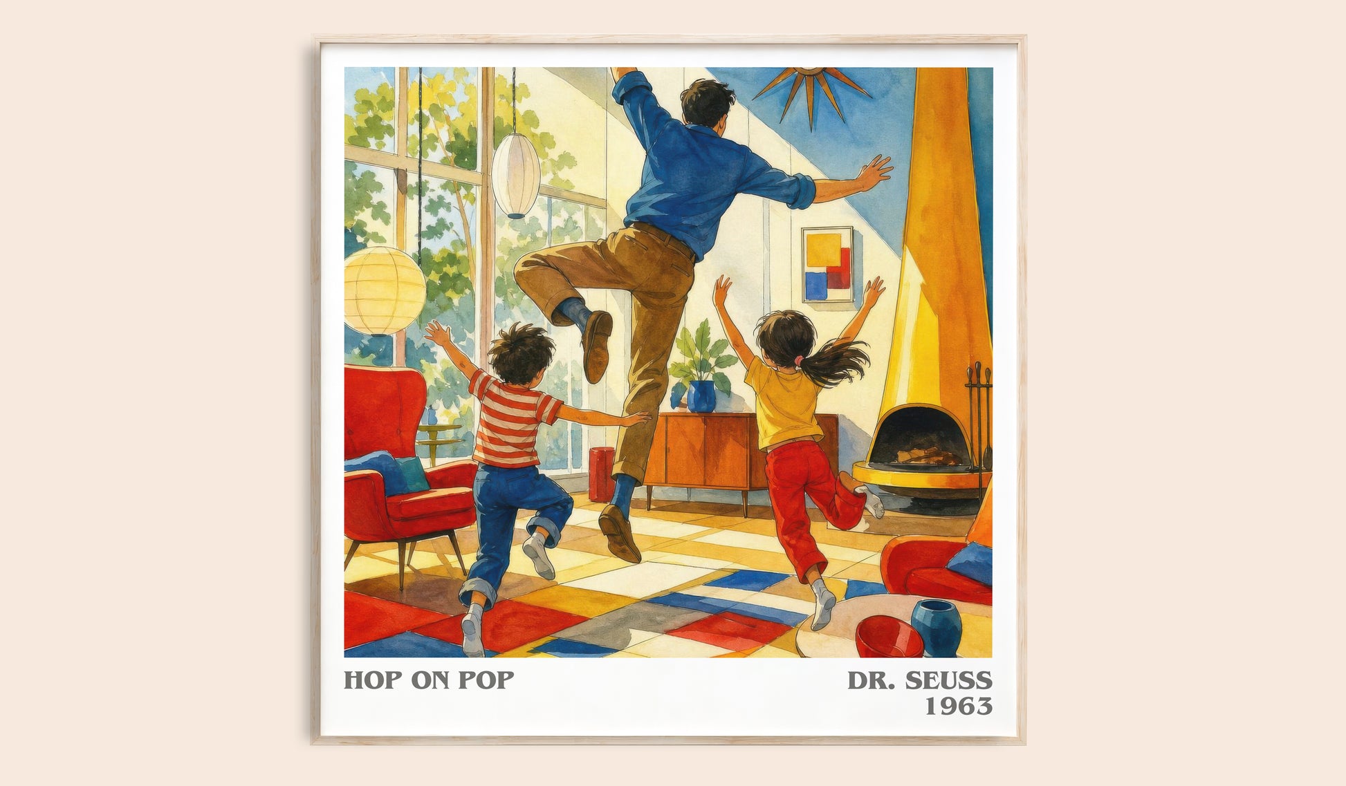 Hop On Pop literary book poster by Dr. Seuss – framed literary art print