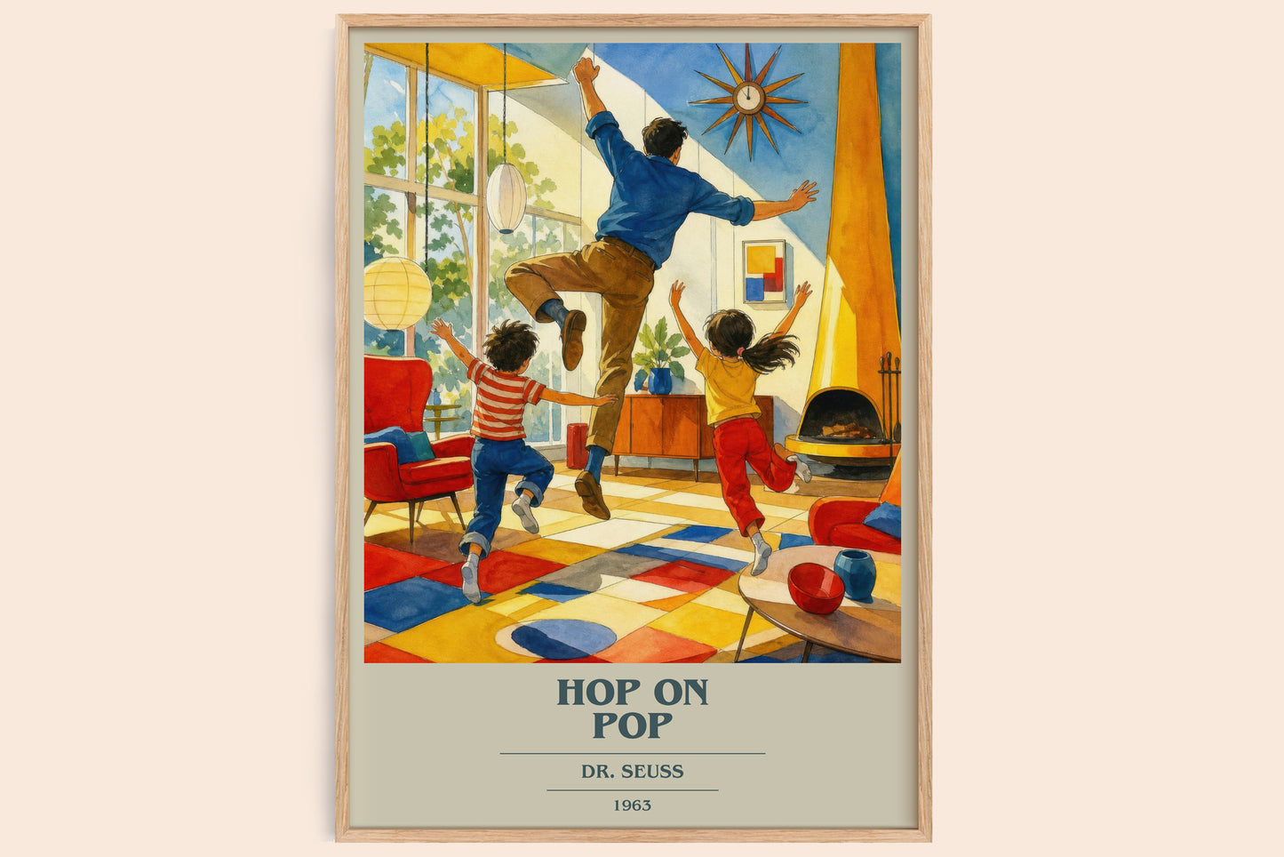 Hop On Pop book cover book poster by Dr. Seuss – framed literary art print