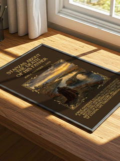 Stanzas about the Death of his Father Minimalist Book Poster by Jorge Manrique – print on a sunlit desk