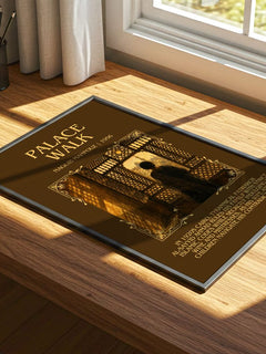 Palace Walk Minimalist Book Poster by Naguib Mahfouz – print on a sunlit desk