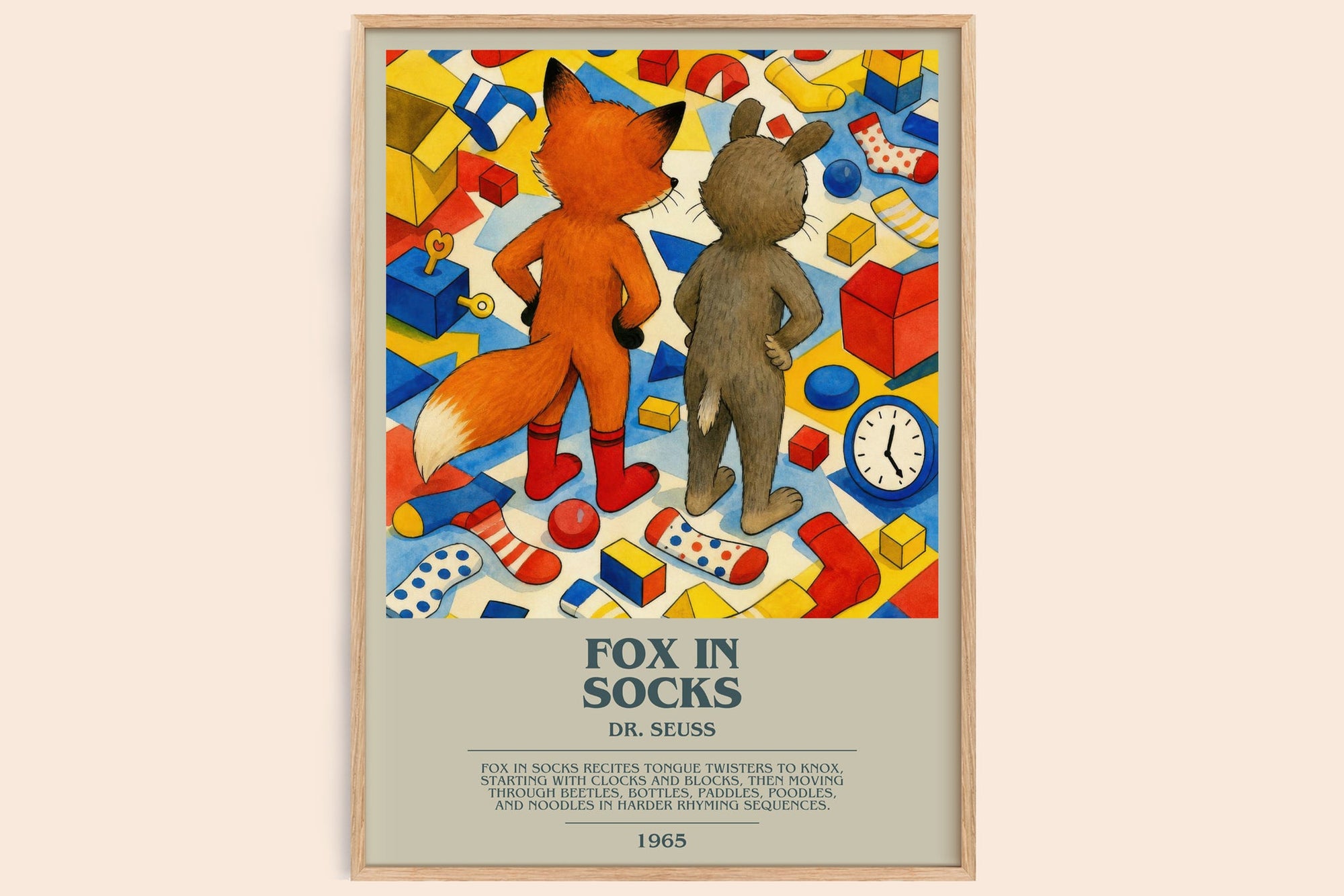 Fox In Socks bookish book poster by Dr. Seuss – framed literary art print