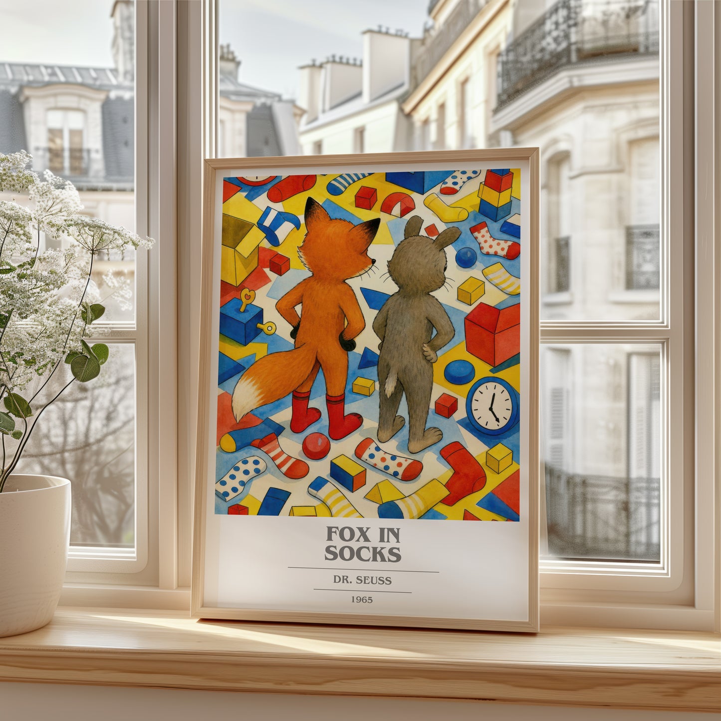 Fox In Socks book cover poster colour and style options – Dr. Seuss book art