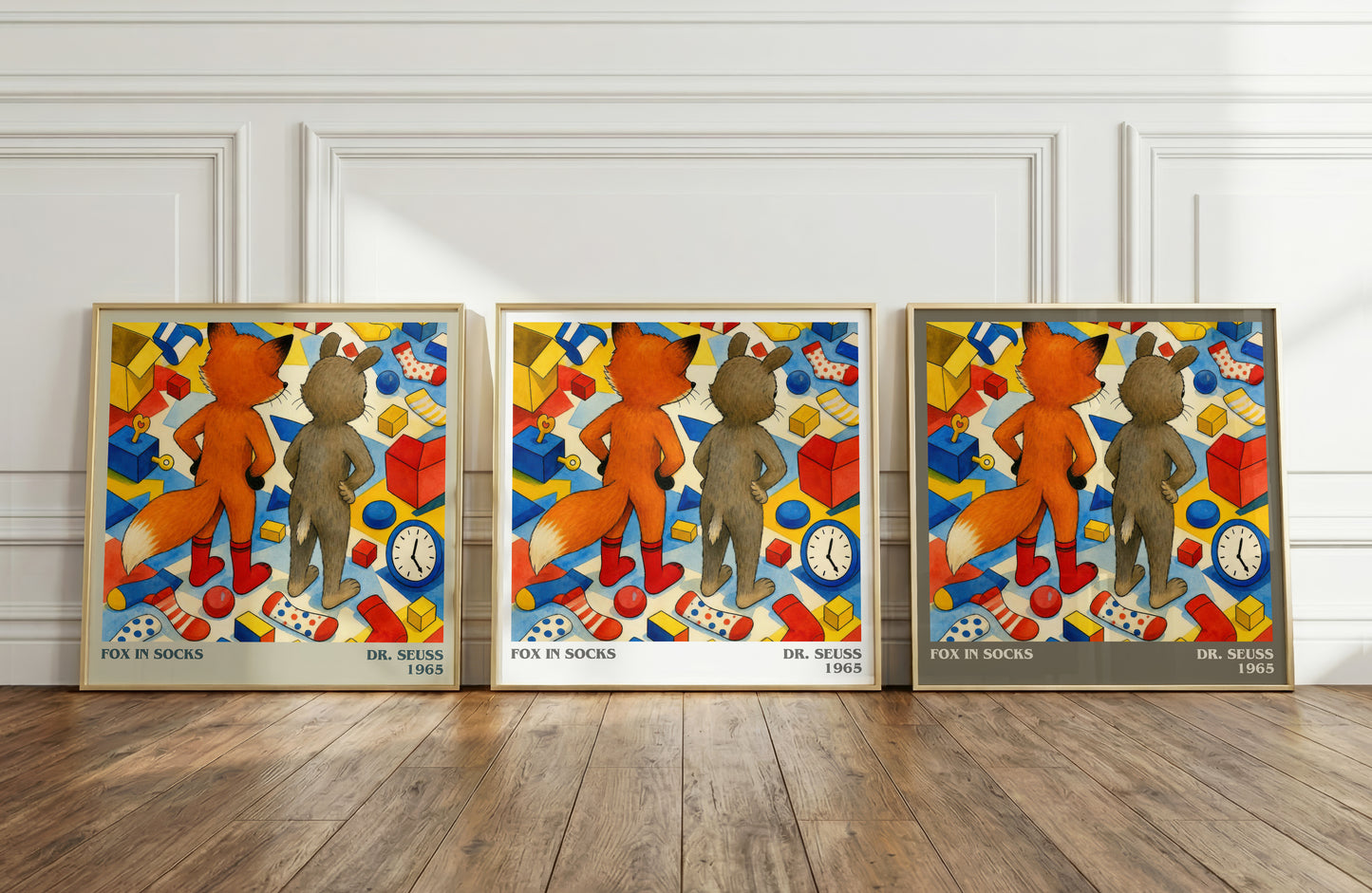 Fox In Socks literary art print colour and style options – Dr. Seuss book art