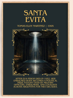Santa Evita Minimalist Book Poster by Tomás Eloy Martínez – book poster