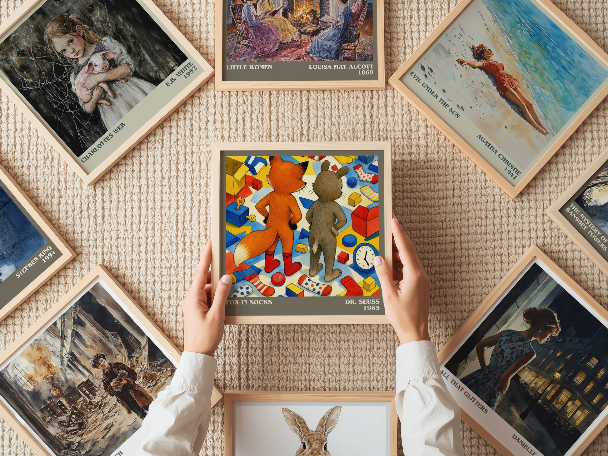 Fox In Socks literary book poster framed on wall – childrens wall art