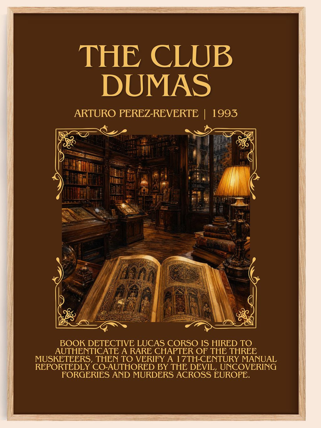 The Club Dumas Minimalist Book Poster by Arturo Pérez-Reverte – book poster