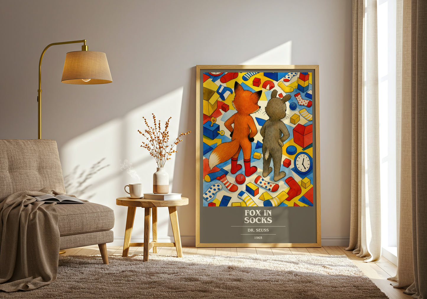Fox In Socks book cover print on bookshelf – Dr. Seuss fan gift