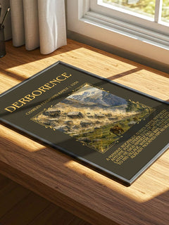 Derborence Minimalist Book Poster by Charles Ferdinand Ramuz – print on a sunlit desk