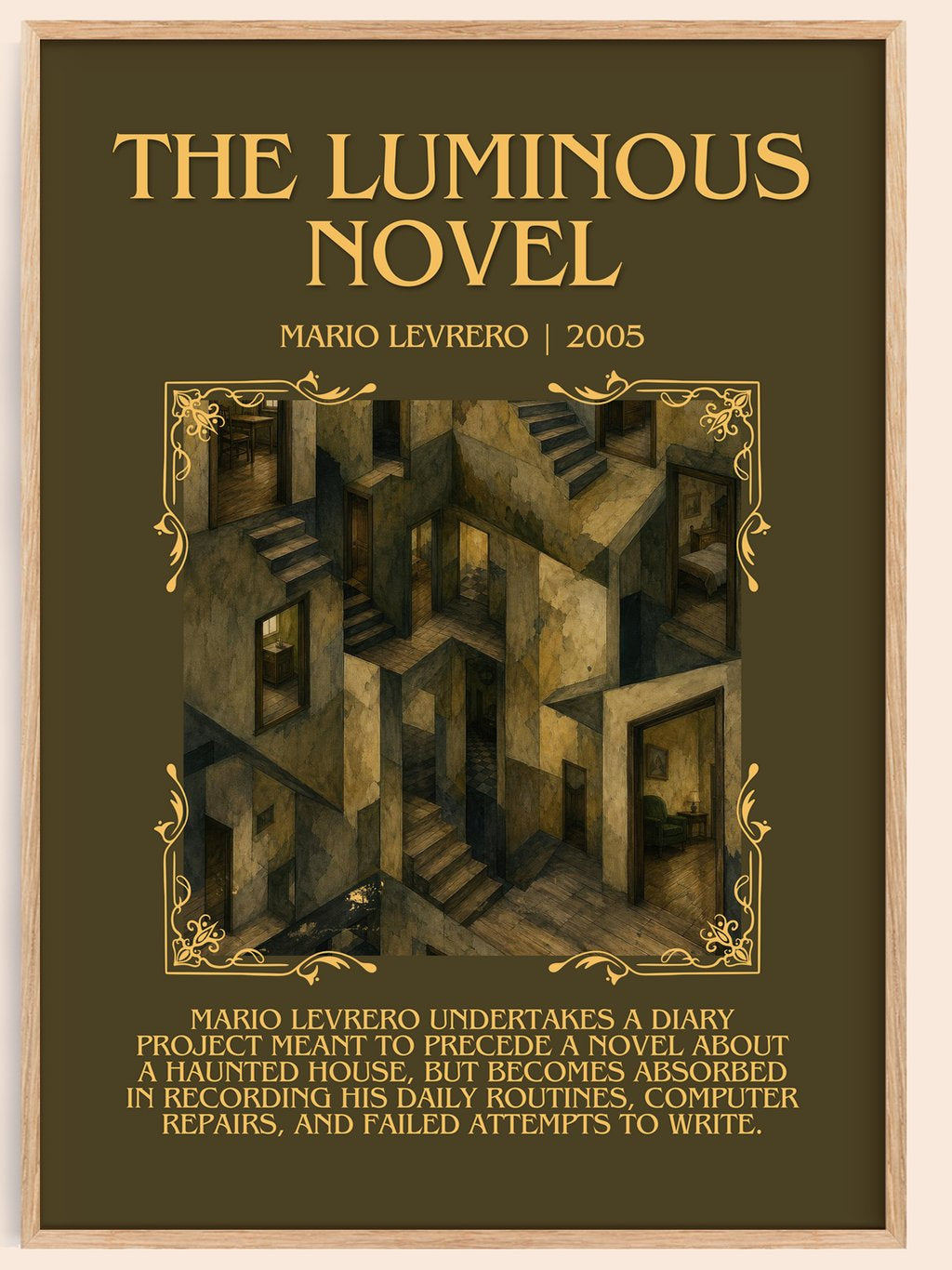 The Luminous Novel Minimalist Book Poster by Mario Levrero – book poster