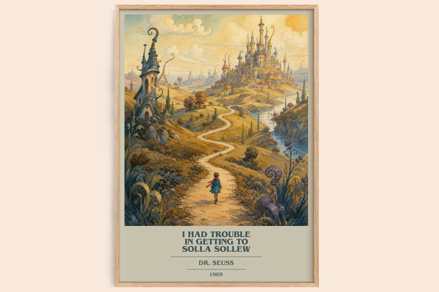 I Had Trouble In Getting To Solla Sollew book cover book poster by Dr. Seuss – framed literary art print