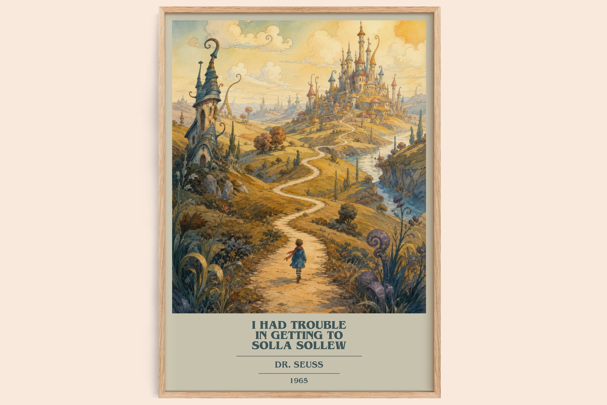 I Had Trouble In Getting To Solla Sollew book cover book poster by Dr. Seuss – framed literary art print