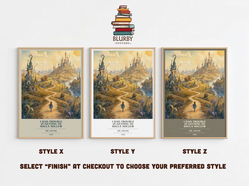 I Had Trouble In Getting To Solla Sollew book cover print in frame leaning in hallway – childrens wall art