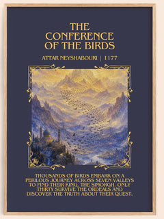 Conference Of The Birds Minimalist Book Poster by Attar Neyshabouri – book poster