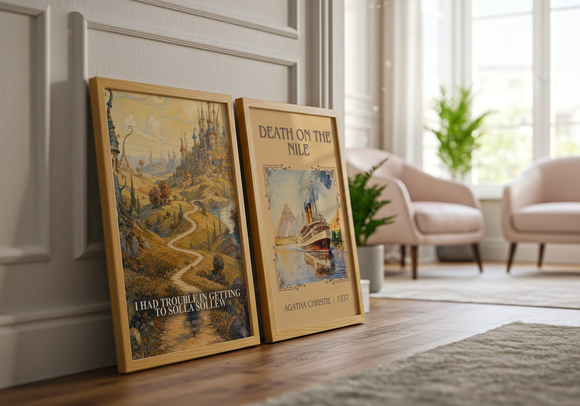 I Had Trouble In Getting To Solla Sollew watercolour print framed by window – literary home decor