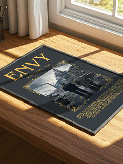 Envy Minimalist Book Poster by Yury Olesha – print on a sunlit desk