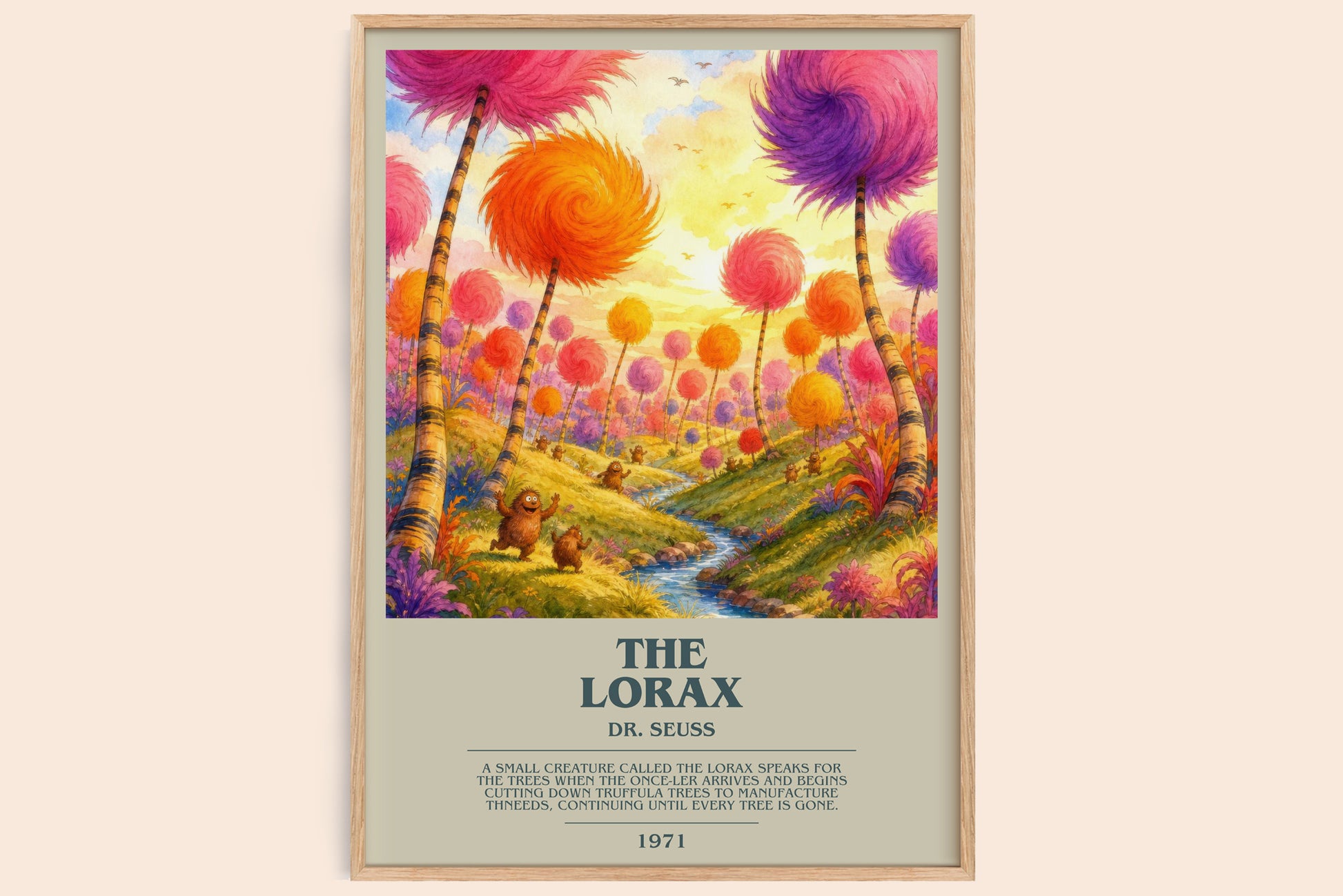 The Lorax bookish book poster by Dr. Seuss – framed literary art print