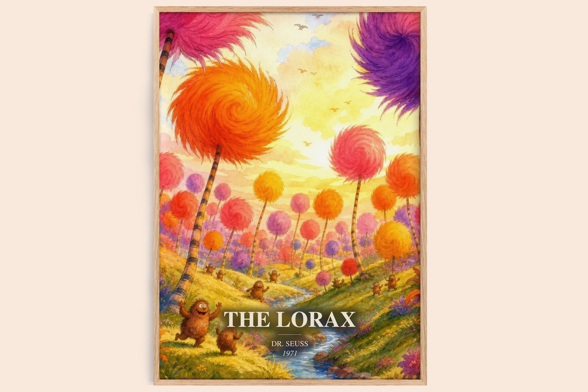 The Lorax watercolour book poster by Dr. Seuss – framed literary art print