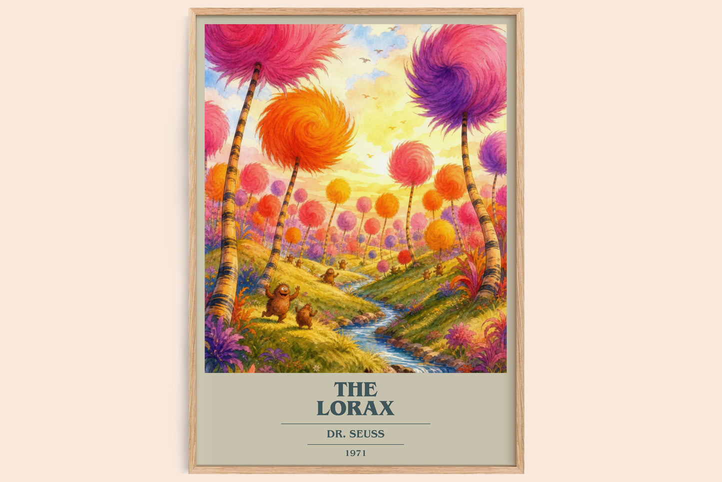 The Lorax book cover book poster by Dr. Seuss – framed literary art print