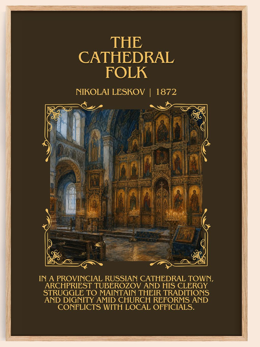 The Cathedral Folk Minimalist Book Poster by Nikolai Leskov – book poster