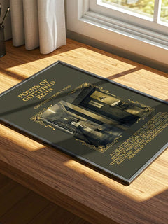 Poems Of Gottfried Benn Minimalist Book Poster by Gottfried Benn – print on a sunlit desk