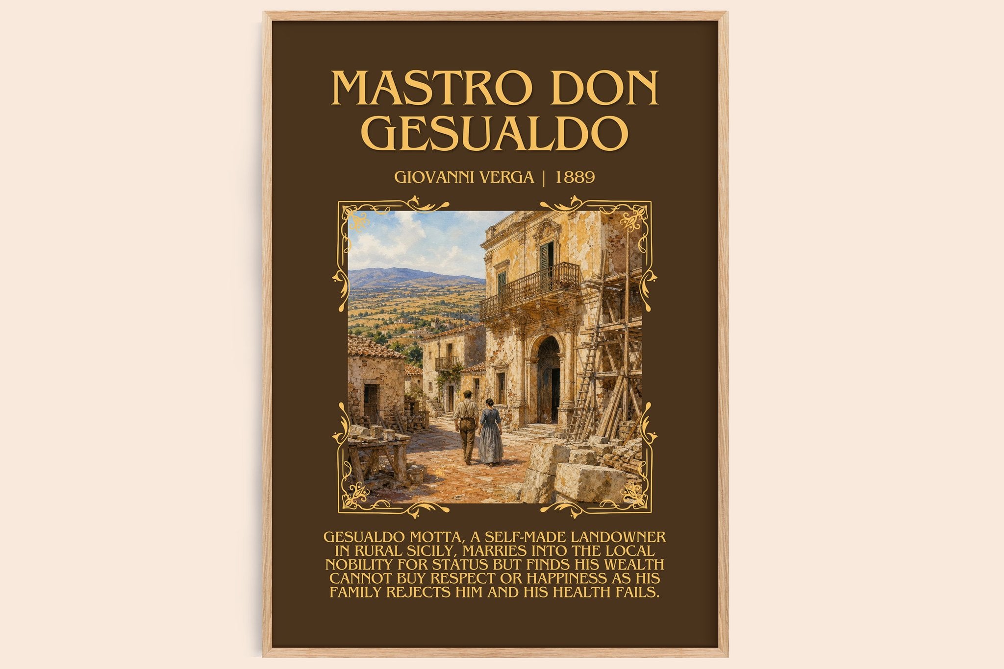 Mastro Don Gesualdo Minimalist Book Poster by Giovanni Verga