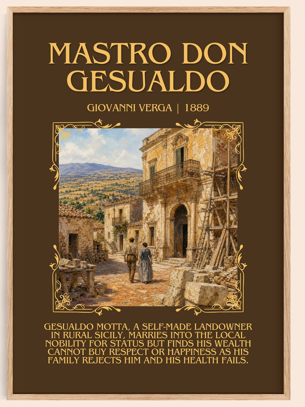 Mastro Don Gesualdo Minimalist Book Poster by Giovanni Verga – book poster