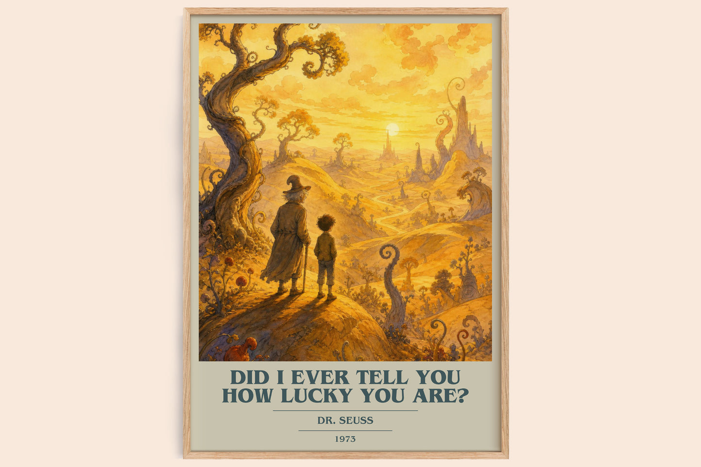 Did I Ever Tell You How Lucky You Are? book cover book poster by Dr. Seuss – framed literary art print