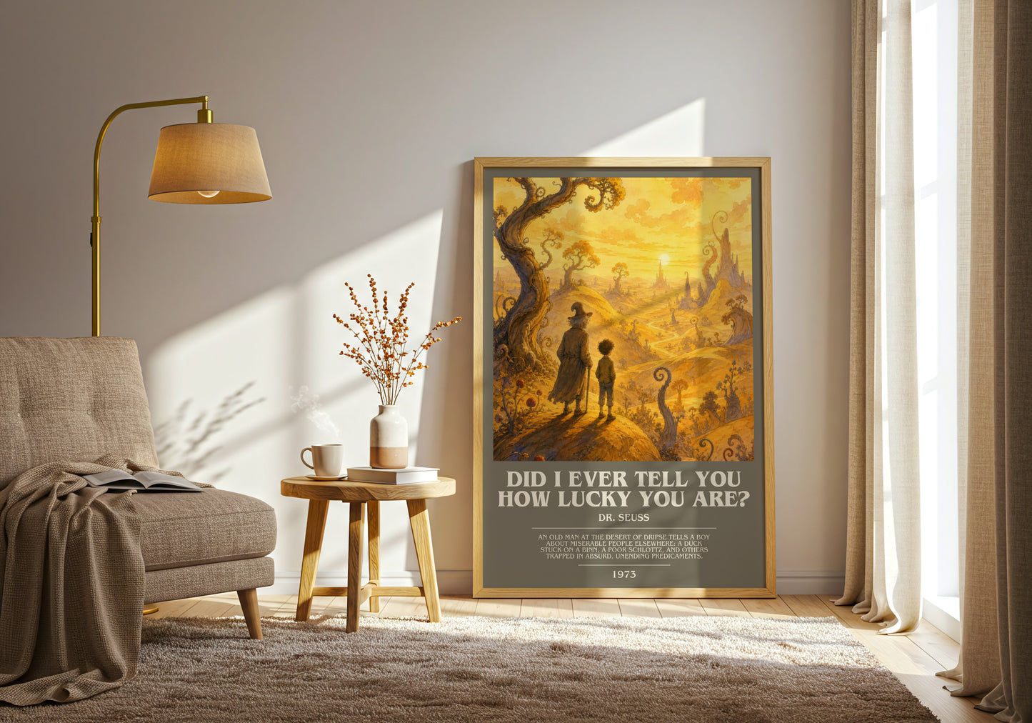 Did I Ever Tell You How Lucky You Are? bookish print on bookshelf – Dr. Seuss fan gift