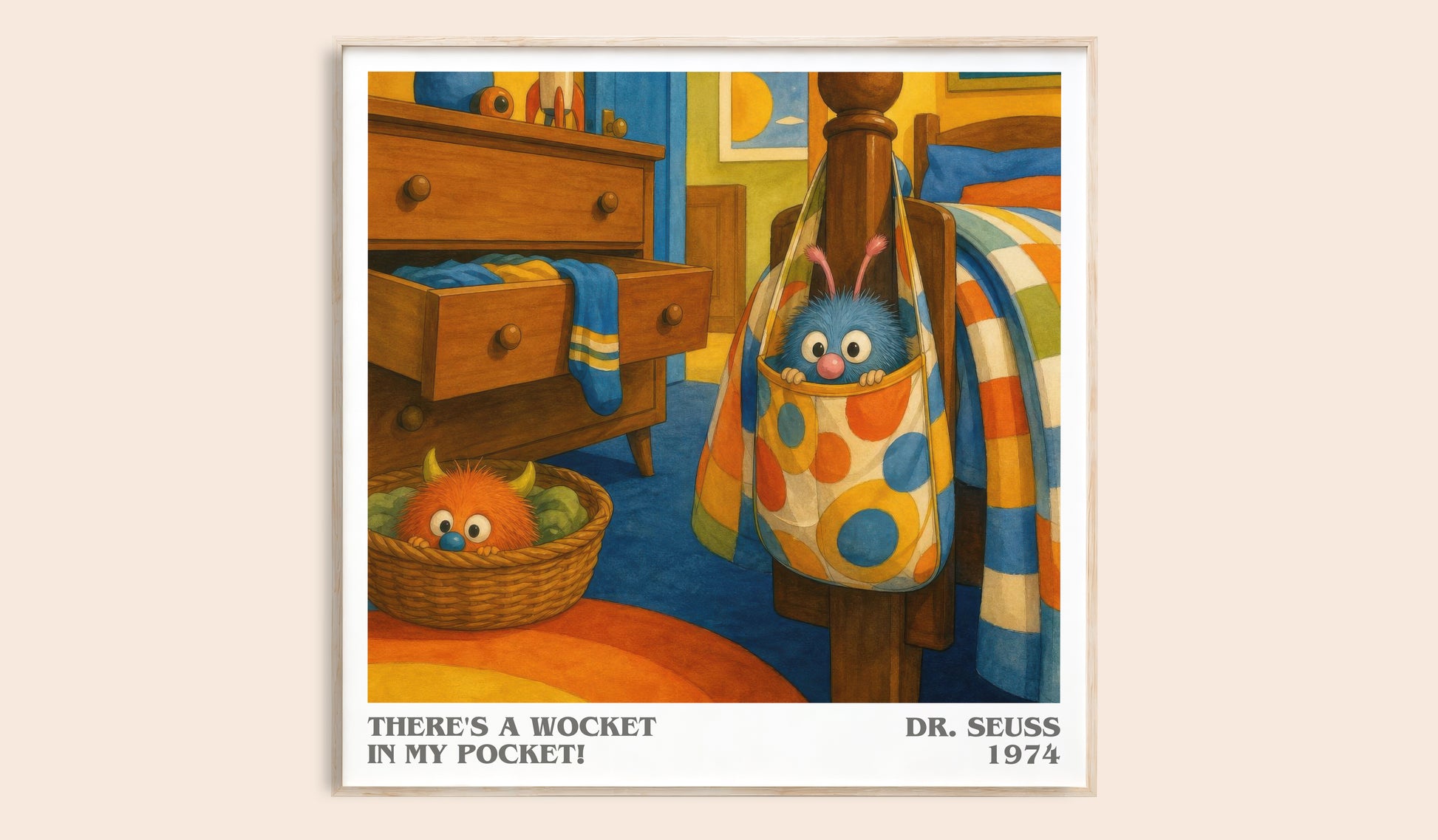 There'S A Wocket In My Pocket! literary book poster by Dr. Seuss – framed literary art print