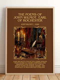 The Poems Of John Wilmot, Earl Of Rochester Minimalist Book Poster by John Wilmot – framed print leaning on a wooden floor