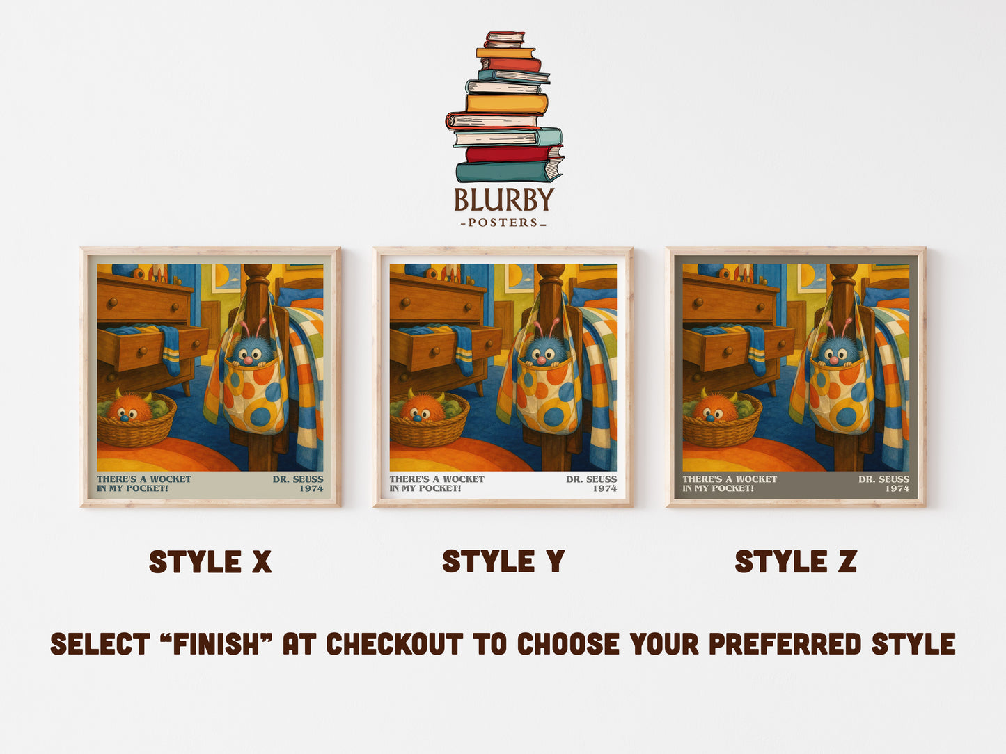 There'S A Wocket In My Pocket! literary print in frame leaning in hallway – childrens wall art