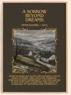 A Sorrow Beyond Dreams Minimalist Book Poster by Peter Handke – book poster
