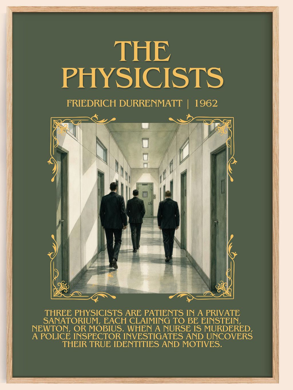 The Physicists Minimalist Book Poster by Friedrich Dürrenmatt – book poster