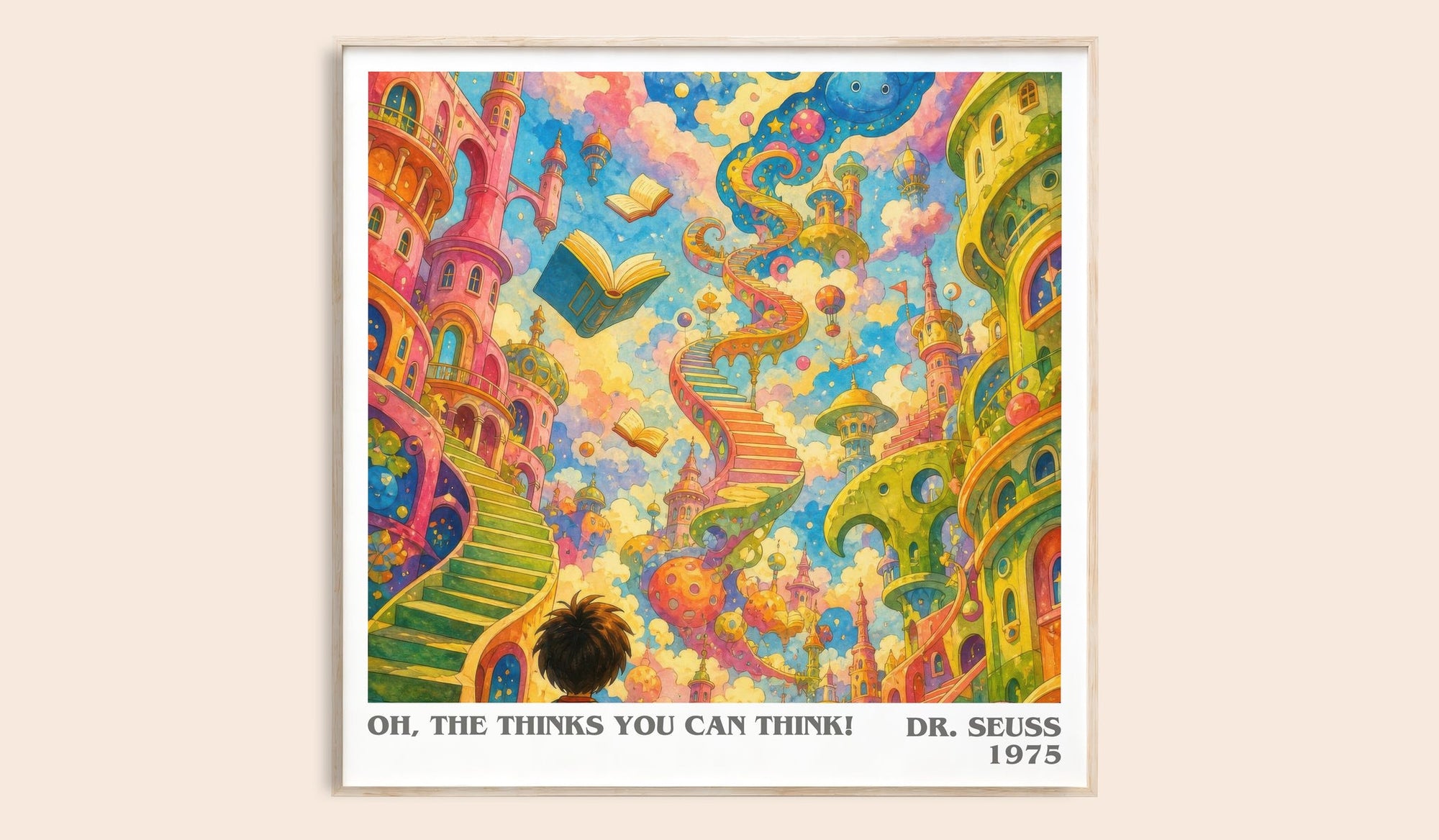 Oh, The Thinks You Can Think! literary book poster by Dr. Seuss – framed literary art print