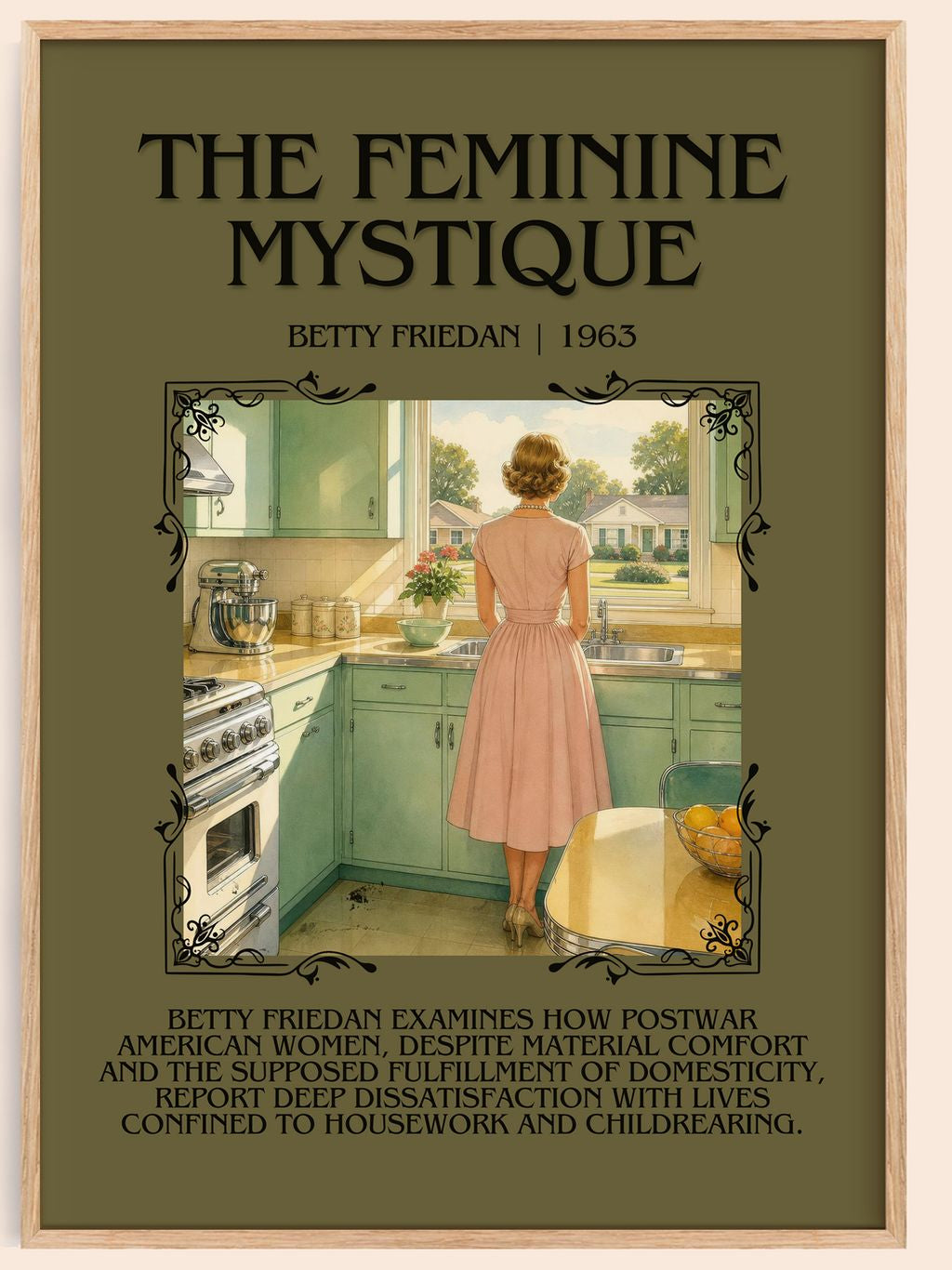 The Feminine Mystique Minimalist Book Poster by Betty Friedan – book poster