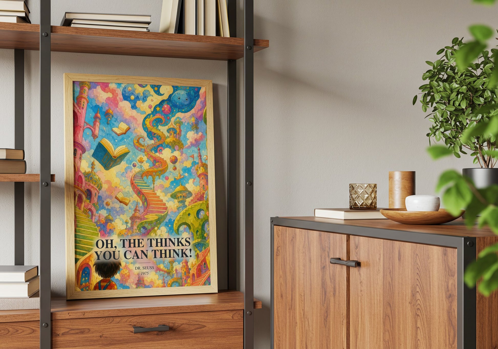 Oh, The Thinks You Can Think! book watercolour illustration paper finish options – matte satin gloss