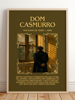 Dom Casmurro Minimalist Book Poster by Machado de Assis – framed print leaning on a wooden floor