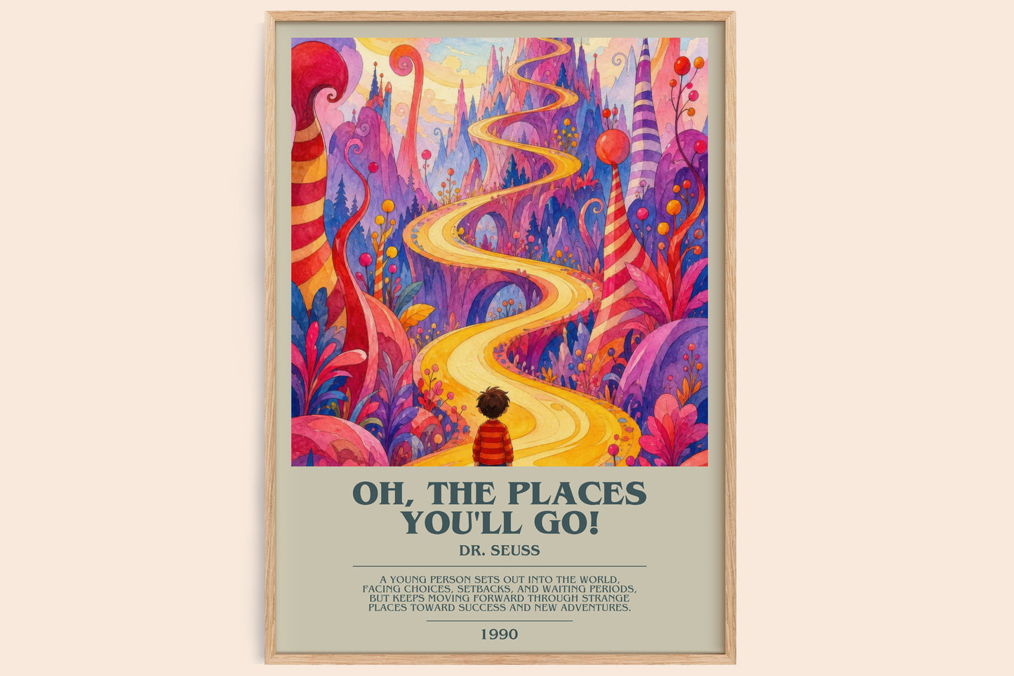 Oh, The Places You'Ll Go! bookish book poster by Dr. Seuss – framed literary art print