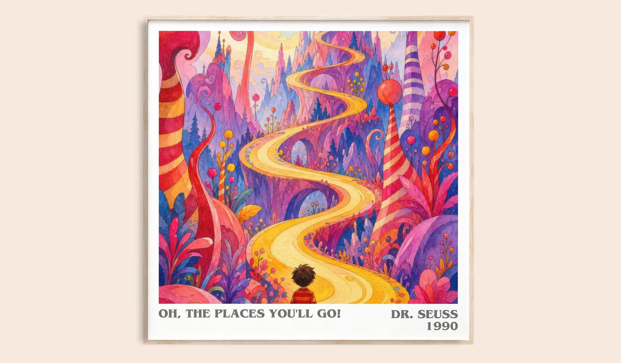 Oh, The Places You'Ll Go! literary book poster by Dr. Seuss – framed literary art print