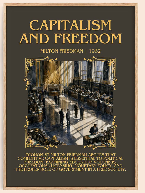 Capitalism and Freedom Minimalist Book Poster by Milton Friedman – book poster