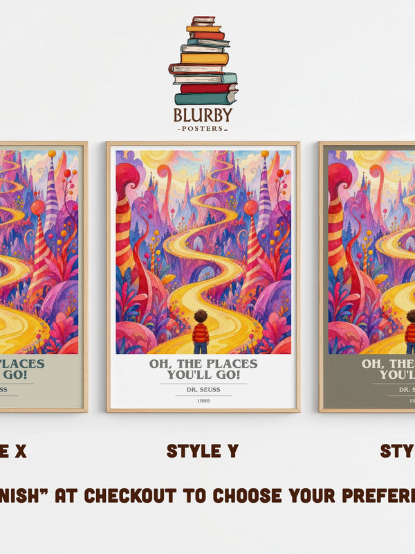Oh, The Places You'Ll Go! book cover print in frame leaning in hallway – childrens wall art