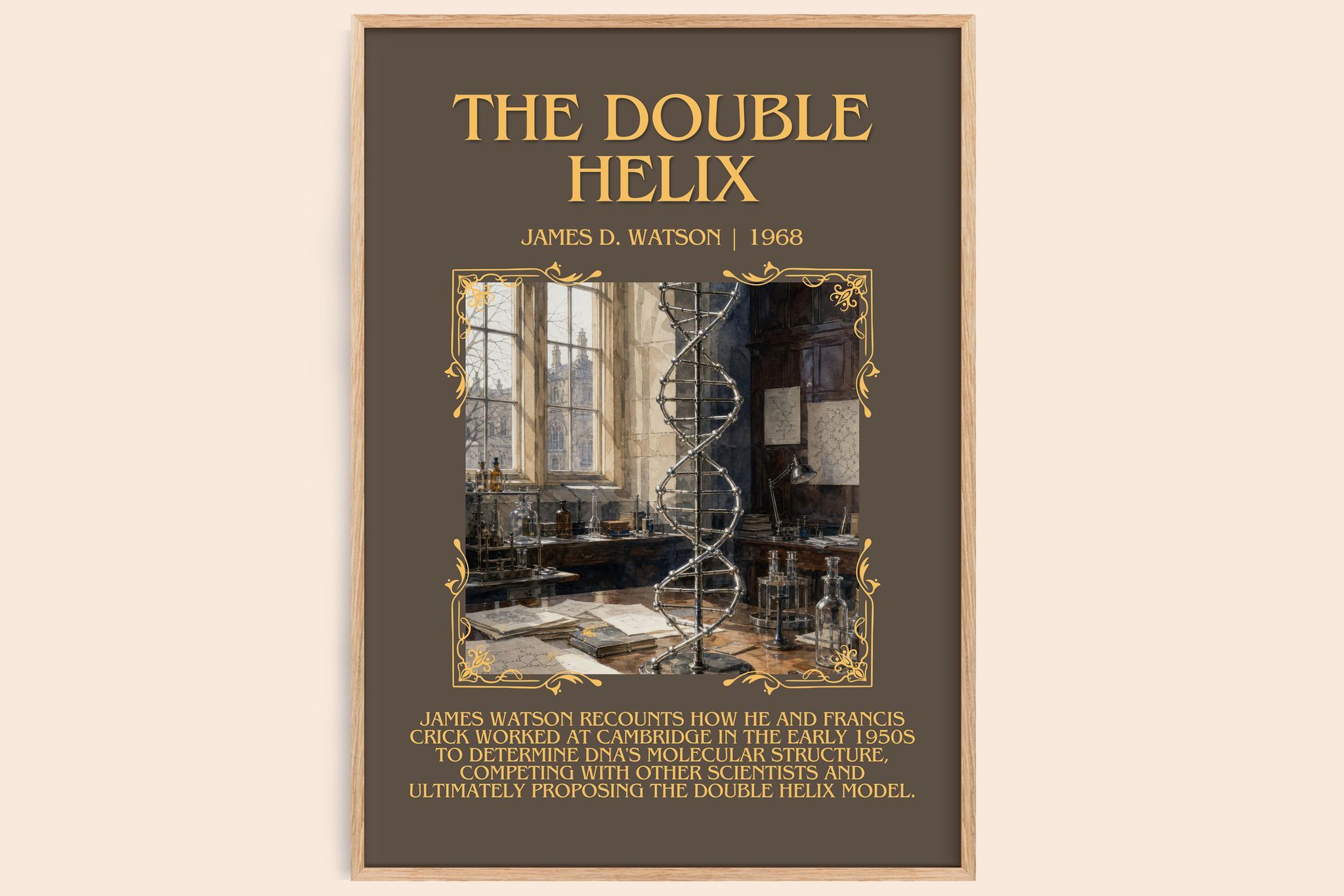 The Double Helix Minimalist Book Poster by James D. Watson