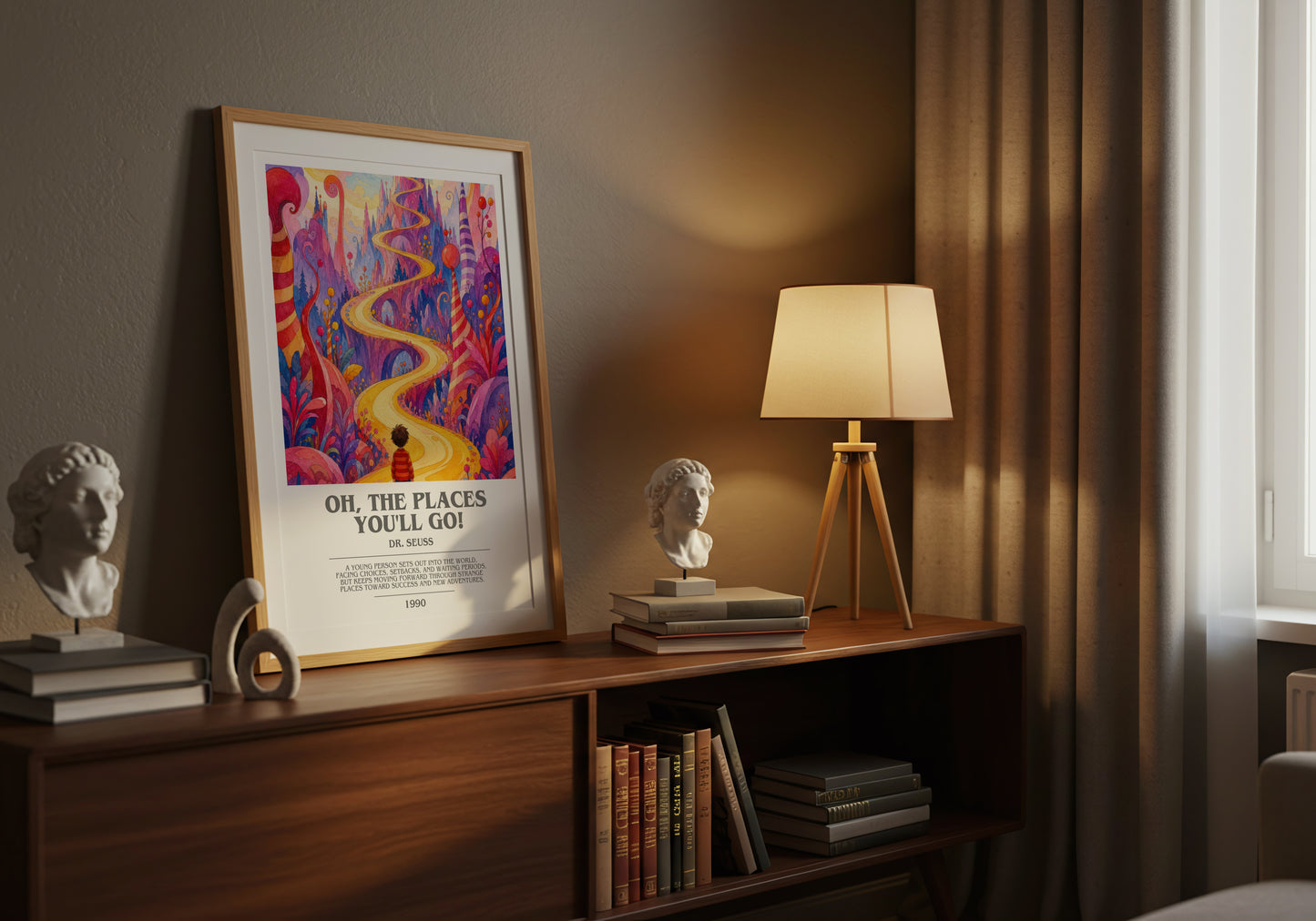Oh, The Places You'Ll Go! bookish book poster framed on wall – childrens wall art