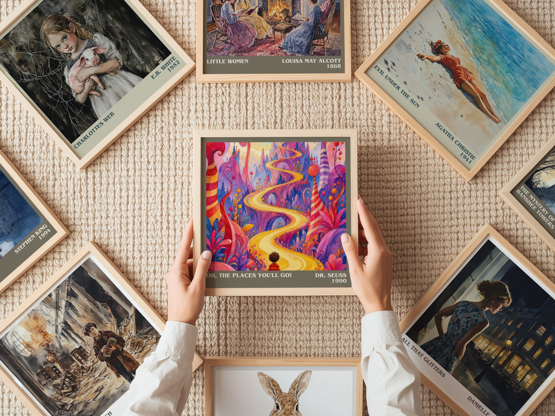 Oh, The Places You'Ll Go! literary book poster framed on wall – childrens wall art