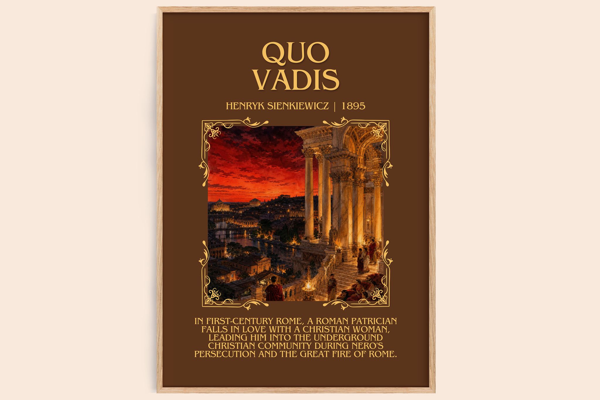 Quo Vadis Minimalist Book Poster by Henryk Sienkiewicz