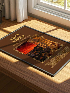 Quo Vadis Minimalist Book Poster by Henryk Sienkiewicz – print on a sunlit desk