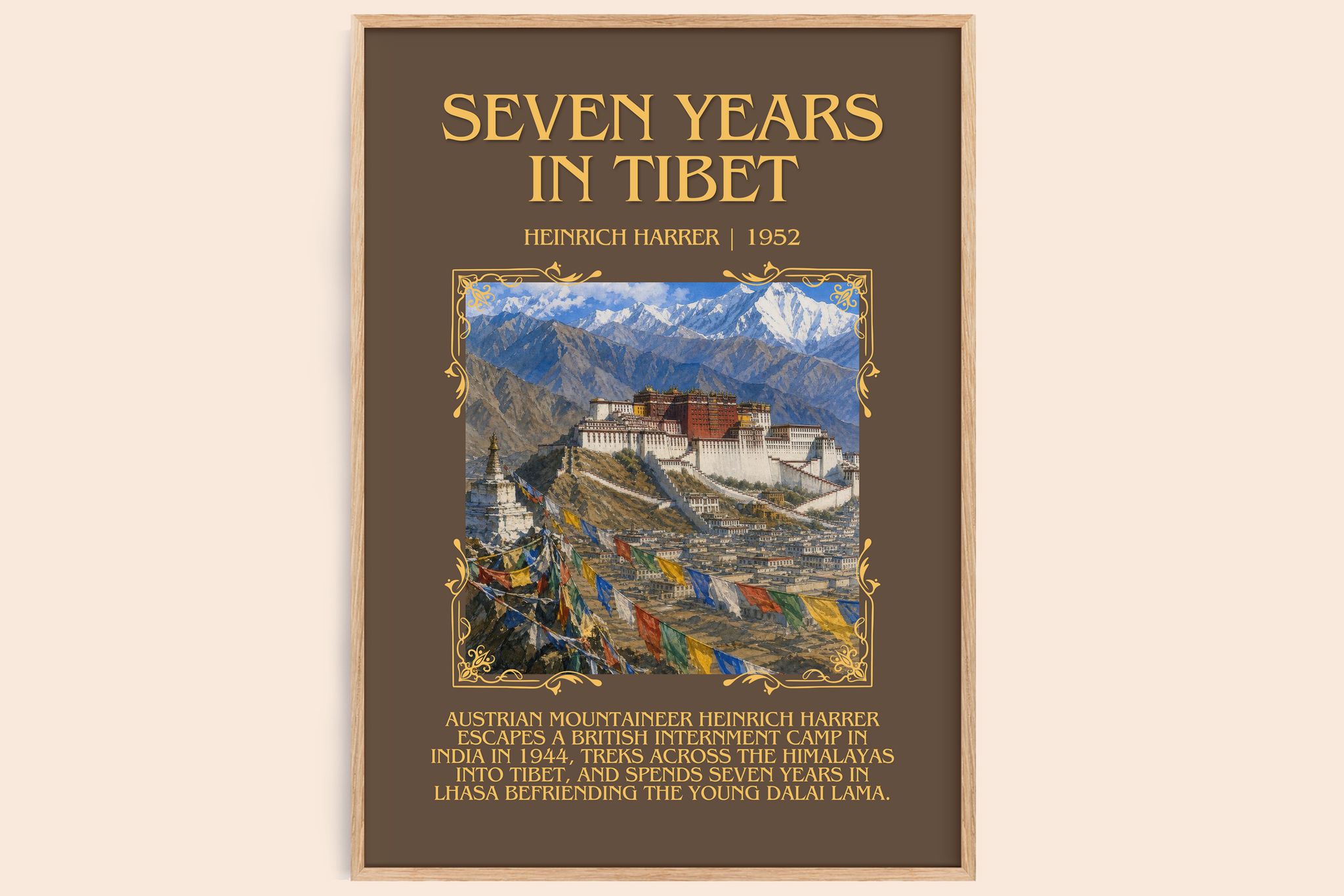 Seven Years in Tibet Minimalist Book Poster by Heinrich Harrer