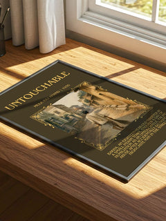 Untouchable Minimalist Book Poster by Mulk Raj Anand – print on a sunlit desk